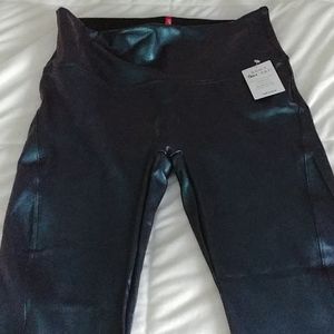 Spanx faux leather leggings in Oilslick color